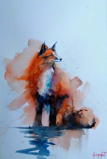 Картина под названием "fox 6" - Giorgio Gosti, Подлинное произведение искусства, Акварель
