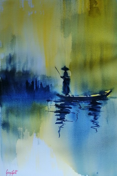 Картина под названием "boats 70" - Giorgio Gosti, Подлинное произведение искусства, Акварель