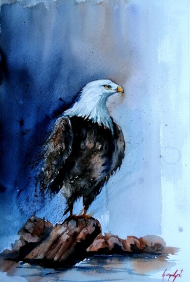 Картина под названием "eagle 2" - Giorgio Gosti, Подлинное произведение искусства, Акварель