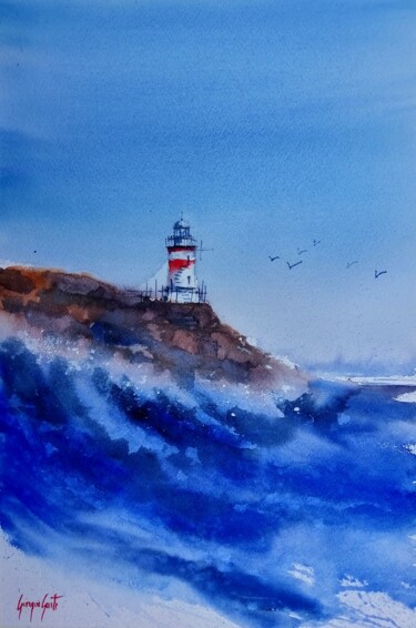 Painting titled "lighthouse 23" by Giorgio Gosti, Original Artwork, Watercolor