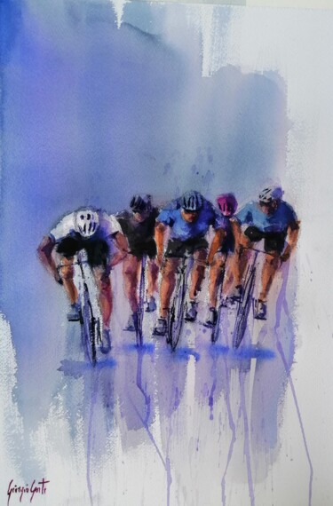 Painting titled "cycling 19" by Giorgio Gosti, Original Artwork, Watercolor