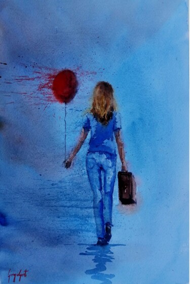 Картина под названием "young girl 105" - Giorgio Gosti, Подлинное произведение искусства, Акварель