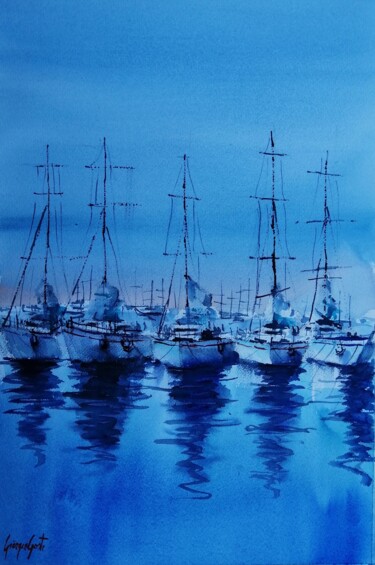 Pittura intitolato "boats 72" da Giorgio Gosti, Opera d'arte originale, Acquarello