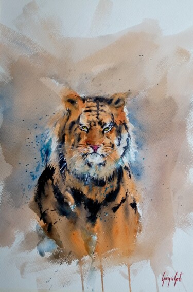 Painting titled "tiger 5" by Giorgio Gosti, Original Artwork, Watercolor