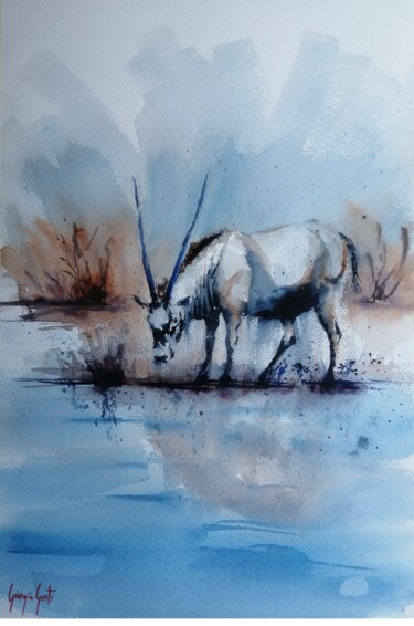 Painting titled "gemsbok" by Giorgio Gosti, Original Artwork, Watercolor