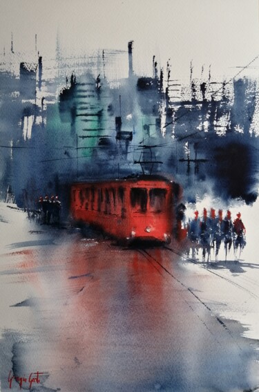 Painting titled "an imaginary city 66" by Giorgio Gosti, Original Artwork, Watercolor