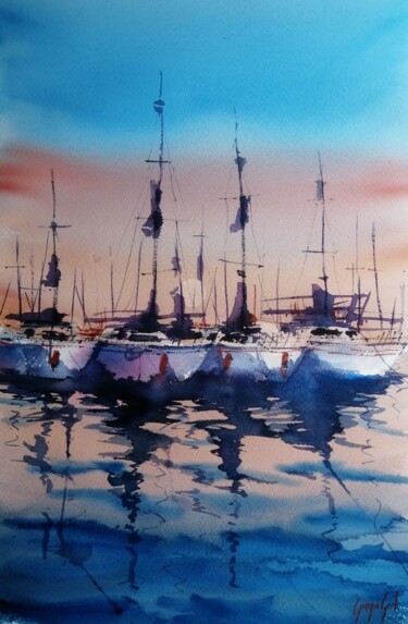 Painting titled "boats 78" by Giorgio Gosti, Original Artwork, Watercolor