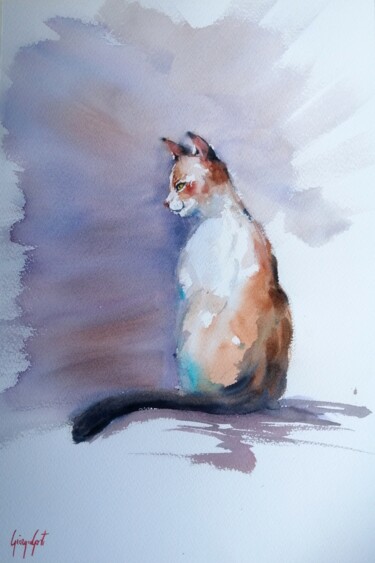 Картина под названием "cat 6" - Giorgio Gosti, Подлинное произведение искусства, Акварель
