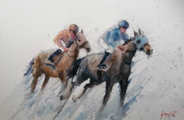 Painting titled "the horse race 37" by Giorgio Gosti, Original Artwork, Watercolor