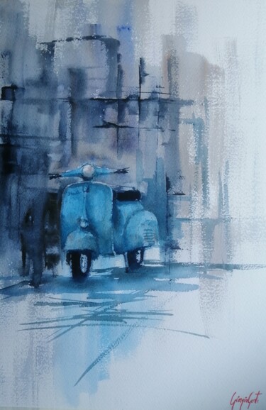 Painting titled "vespa 8" by Giorgio Gosti, Original Artwork, Watercolor