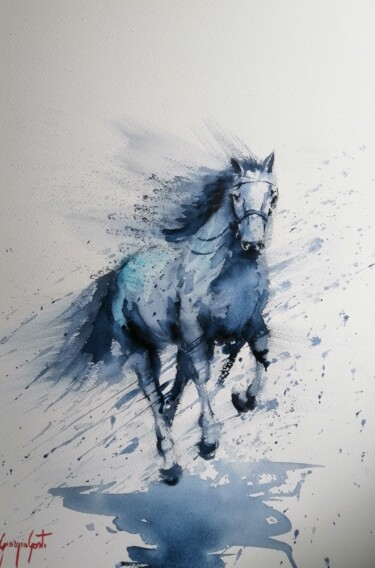 Malerei mit dem Titel "horses 18" von Giorgio Gosti, Original-Kunstwerk, Aquarell