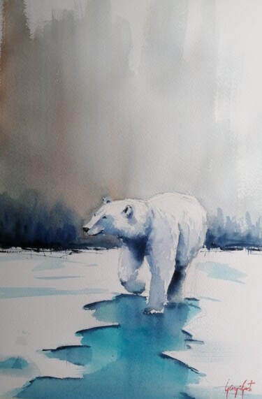 Painting titled "Polar bear" by Giorgio Gosti, Original Artwork, Watercolor