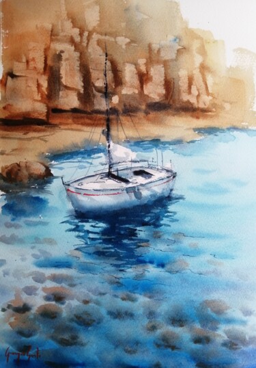 Painting titled "boats 81" by Giorgio Gosti, Original Artwork, Watercolor