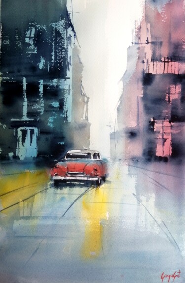 Painting titled "an imaginary city 68" by Giorgio Gosti, Original Artwork, Watercolor