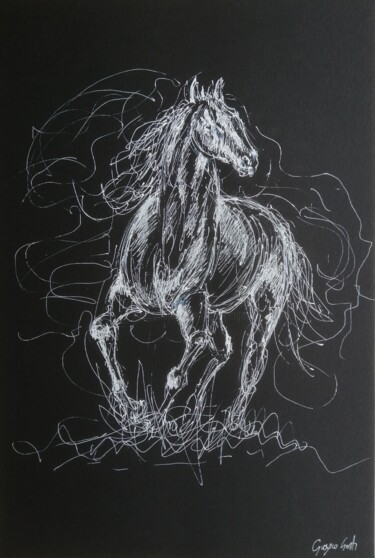 Pintura titulada "horses 19" por Giorgio Gosti, Obra de arte original, Pluma de gel