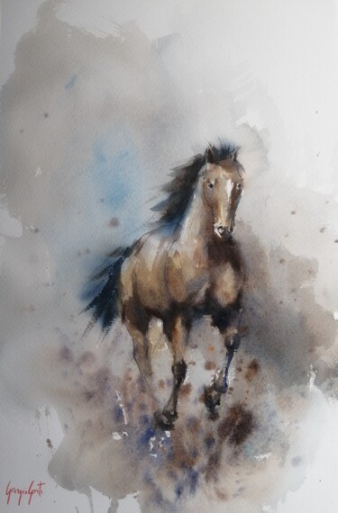 Painting titled "horses 20" by Giorgio Gosti, Original Artwork, Watercolor