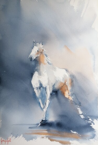 Painting titled "horses 21" by Giorgio Gosti, Original Artwork, Watercolor
