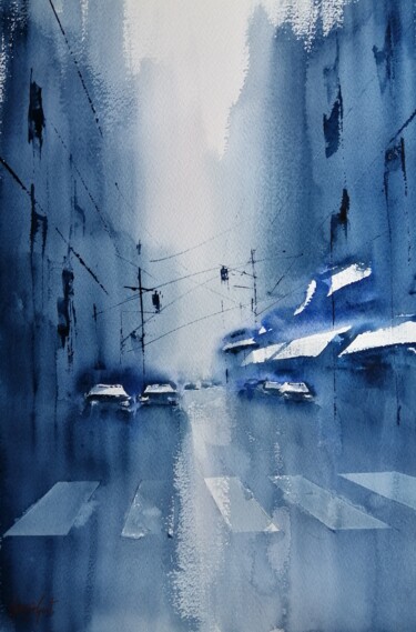 Painting titled "an imaginary city 70" by Giorgio Gosti, Original Artwork, Watercolor