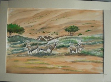 Painting titled "animali in Namibia" by Giorgio Gosti, Original Artwork