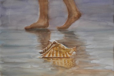 Pittura intitolato "the shell" da Giorgio Gosti, Opera d'arte originale, Acquarello