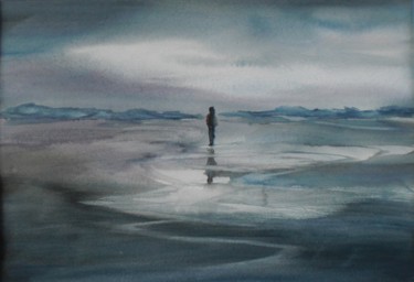 Painting titled "salt lake" by Giorgio Gosti, Original Artwork, Watercolor