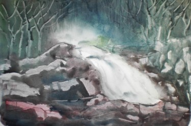 Painting titled "rocks and water" by Giorgio Gosti, Original Artwork, Watercolor