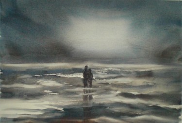 Painting titled "alone" by Giorgio Gosti, Original Artwork, Watercolor