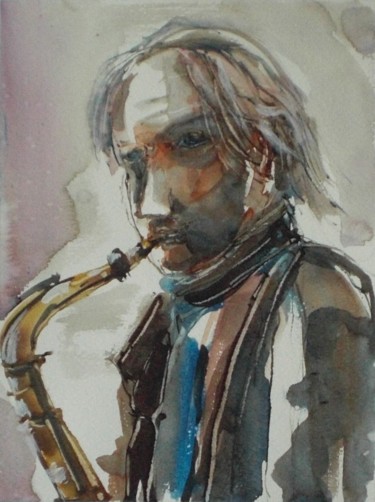 Painting titled "jazz" by Giorgio Gosti, Original Artwork, Watercolor