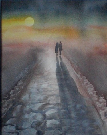 Painting titled "two of us" by Giorgio Gosti, Original Artwork, Watercolor