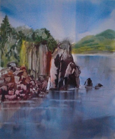 Painting titled "the rock" by Giorgio Gosti, Original Artwork, Watercolor
