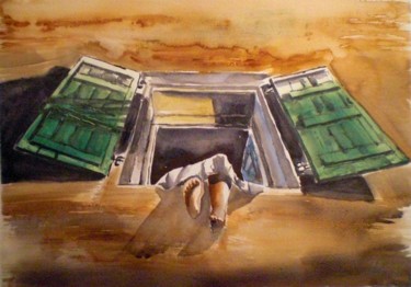 Painting titled "out of the window" by Giorgio Gosti, Original Artwork, Watercolor