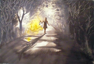 Painting titled "looking for the path" by Giorgio Gosti, Original Artwork, Watercolor