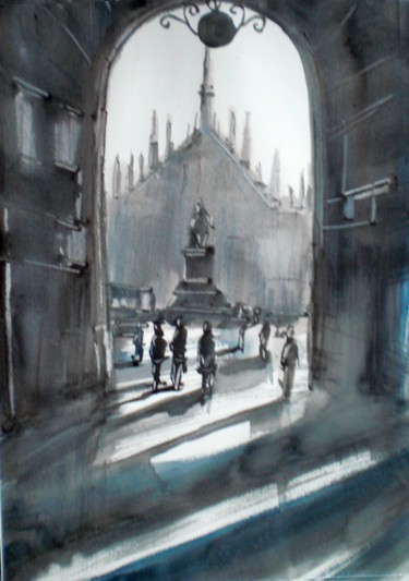 Painting titled "Milan's cathedral" by Giorgio Gosti, Original Artwork, Watercolor