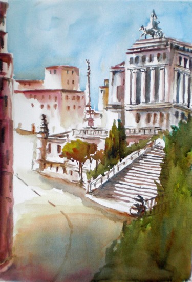 Painting titled "Altare della Patria" by Giorgio Gosti, Original Artwork, Watercolor
