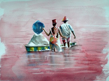 "pink lake - Senegal" başlıklı Tablo Giorgio Gosti tarafından, Orijinal sanat, Suluboya