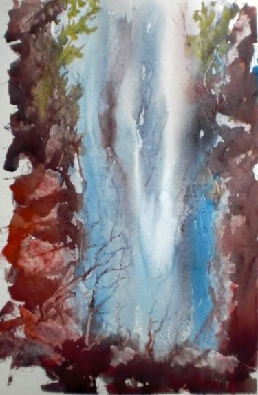 Painting titled "waterfall" by Giorgio Gosti, Original Artwork, Watercolor