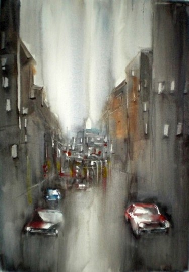 Painting titled "cars" by Giorgio Gosti, Original Artwork, Watercolor