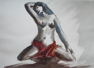 Malerei mit dem Titel "naked woman" von Giorgio Gosti, Original-Kunstwerk, Aquarell