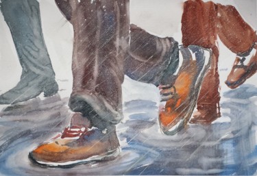 Peinture intitulée "feet and legs" par Giorgio Gosti, Œuvre d'art originale, Aquarelle