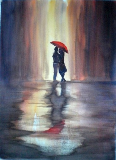 Painting titled "under the umbrella" by Giorgio Gosti, Original Artwork, Watercolor