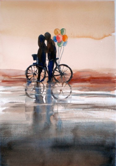 Картина под названием "balloons" - Giorgio Gosti, Подлинное произведение искусства, Акварель