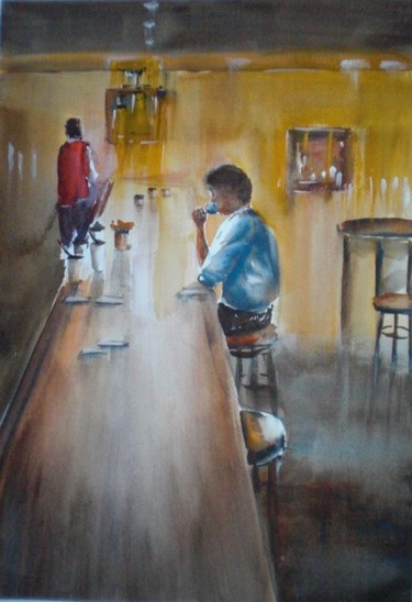 Painting titled "drink alone 3" by Giorgio Gosti, Original Artwork, Watercolor