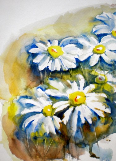 Painting titled "daisies" by Giorgio Gosti, Original Artwork, Watercolor