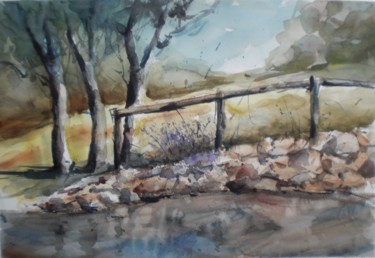 Painting titled "fence" by Giorgio Gosti, Original Artwork, Watercolor