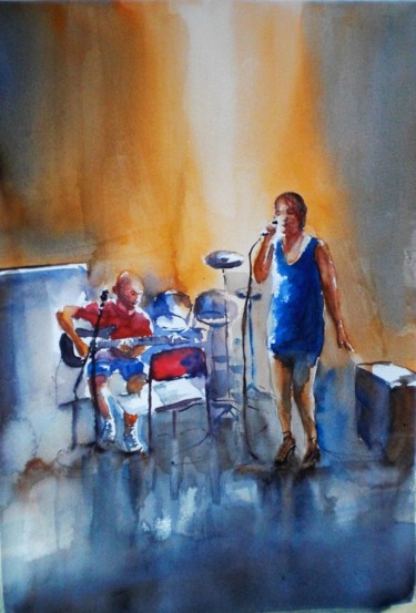 Schilderij getiteld "Let's rock" door Giorgio Gosti, Origineel Kunstwerk, Aquarel