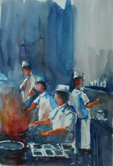 Malerei mit dem Titel "hell's kitchen" von Giorgio Gosti, Original-Kunstwerk, Aquarell