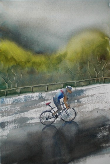 Pittura intitolato "cycling 1" da Giorgio Gosti, Opera d'arte originale, Acquarello