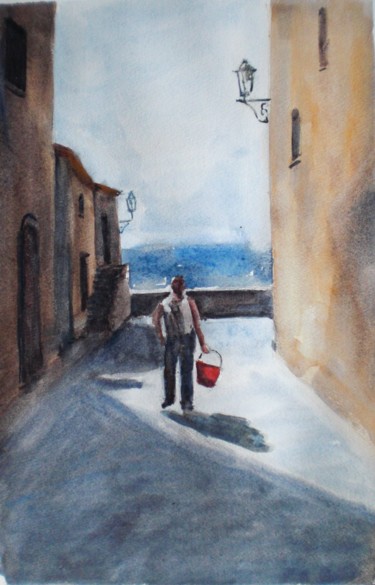Pintura intitulada "the farmer" por Giorgio Gosti, Obras de arte originais, Aquarela