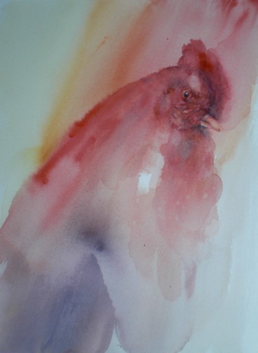 Painting titled "rooster 3" by Giorgio Gosti, Original Artwork, Watercolor