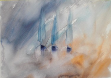 Peinture intitulée "boats in the storm" par Giorgio Gosti, Œuvre d'art originale, Aquarelle